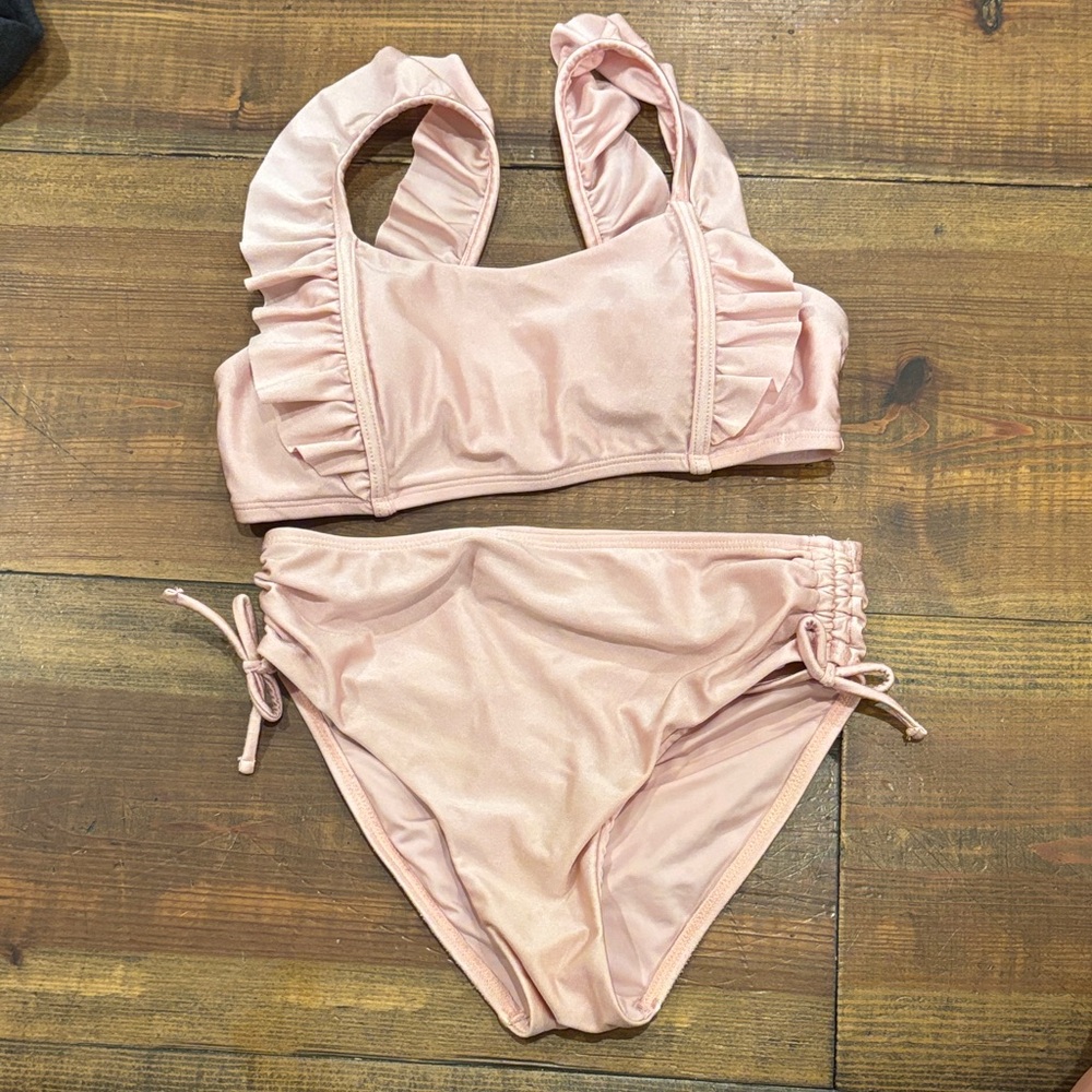 Chelsea & Violet Blush Ruffle Kids Bikini